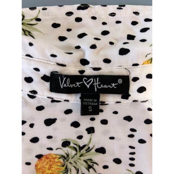 Velvet Heart White Pineapple Print Button Down - S - Picture 4 of 7
